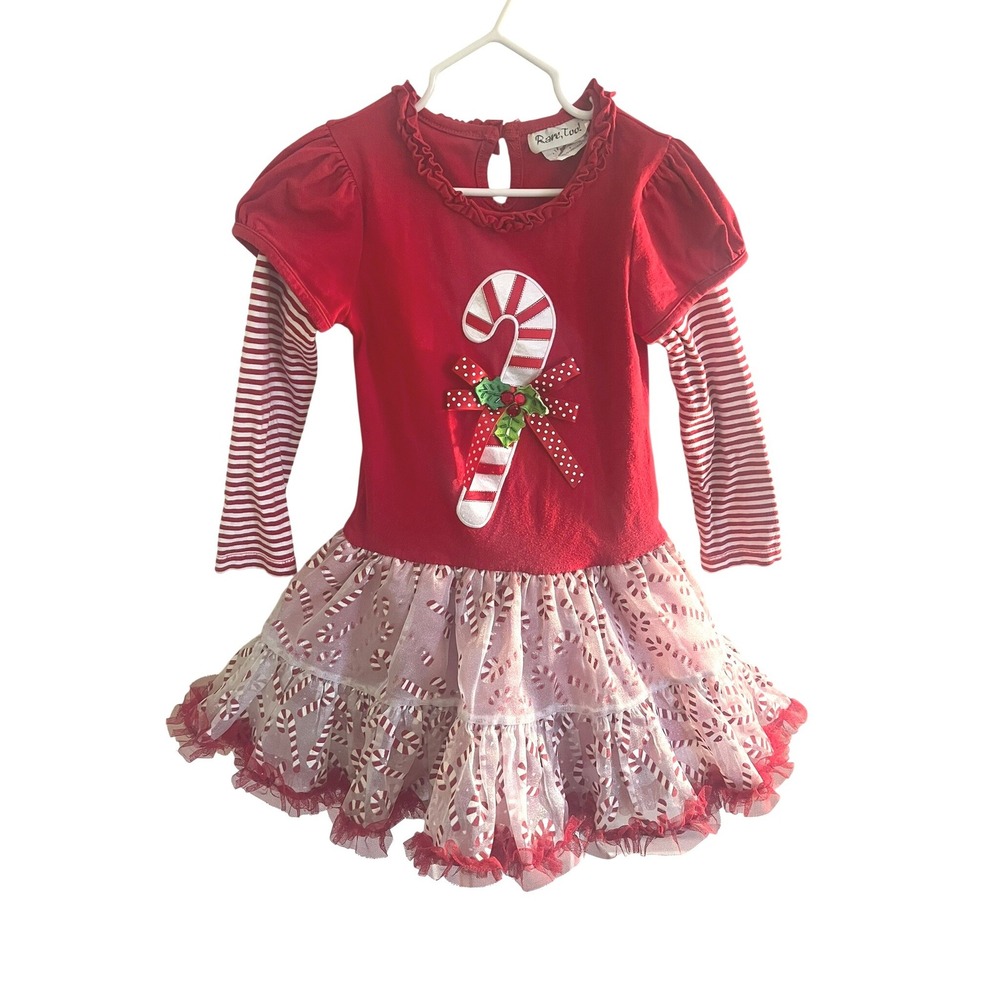 Little‎ Girls Holiday Candy Cane Red and White Striped Tutu Dress Sz 5
